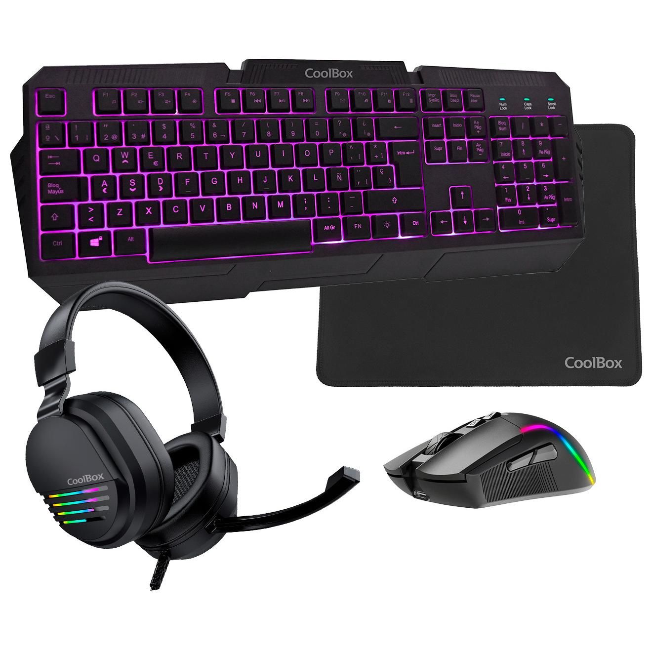CoolBox Gaming DeepX-Wing 2 Keyboard and Mouse Set, Spanish QWERTY Layout, Black