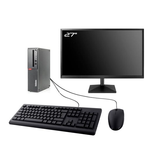 Computadora de escritorio Lenovo M910s SFF - Pantalla de 27'', Procesador Intel Pentium G4400, 32GB de RAM, 480GB SSD, Windows 11