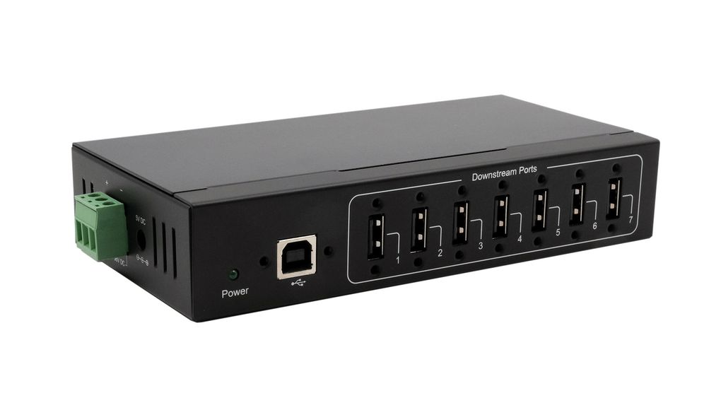 EXSYS Metal 7-Port USB 2.0 Adapter, Din Rail Mounting Kit