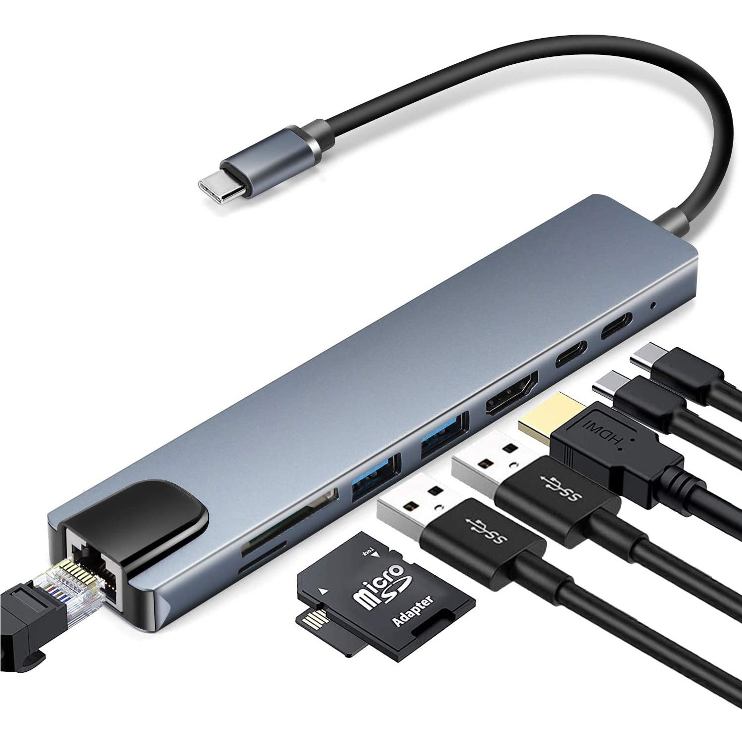 INF 8-Port USB-C Hub (Gray)