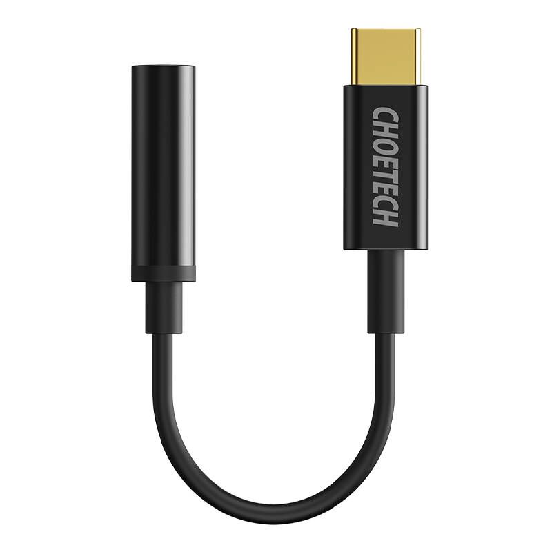 Adaptador Choetech USB-C a Jack de Audio 3.5 mm (Negro)