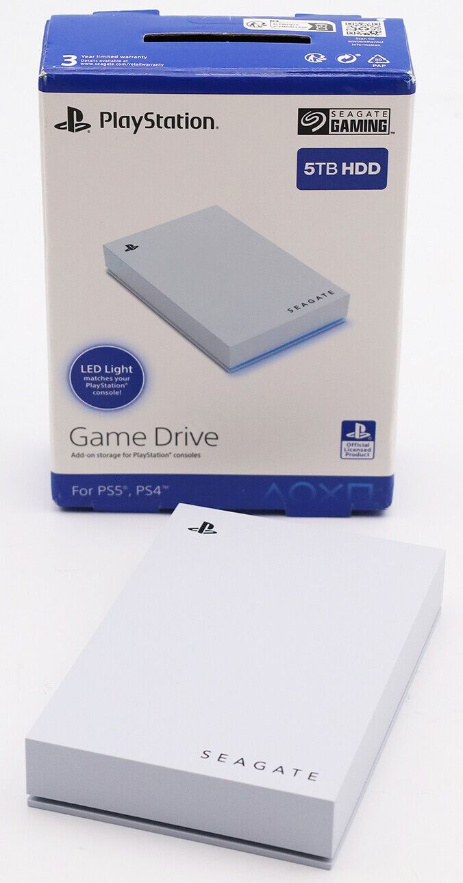 Seagate Game Drive for PS5, 5TB External Hard Drive, USB 3.0, Official License, Blue LED Lighting (STLV5000202)
