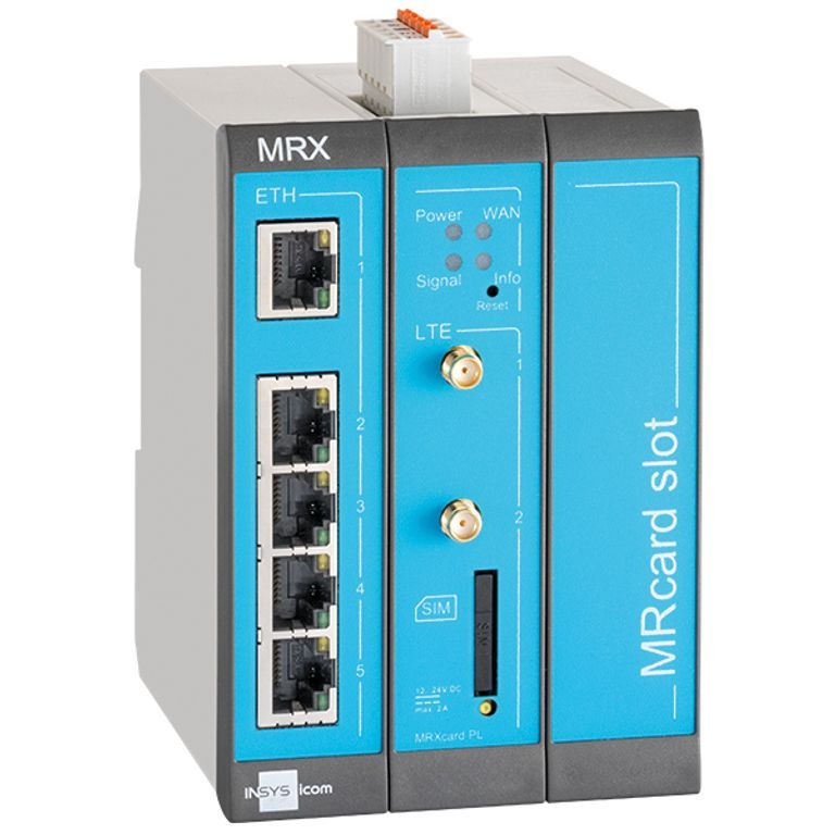 INSYS MICROELECTRONICS MRX3 LTE Connected Router - Fast Ethernet, Blue and Grey
