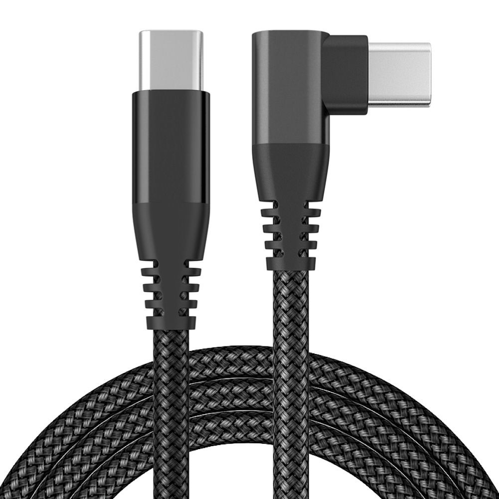 Cable USB-C de carga rápida de 60 W con conector doblado, negro, 1 m