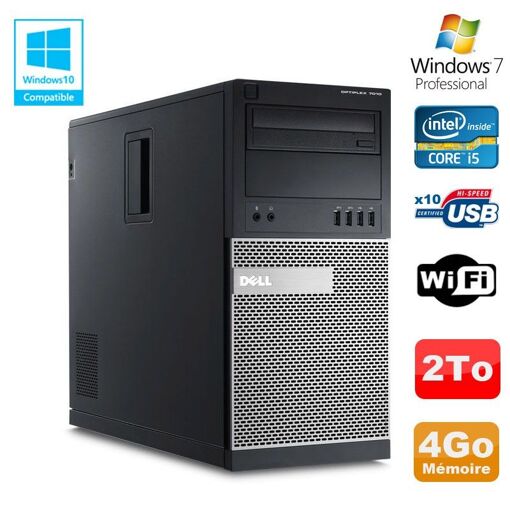 PC de escritorio Dell Optiplex 7010 - Procesador Intel Core i5-3470, 4GB de RAM, 2TB HDD, DVD, WiFi, Windows 7