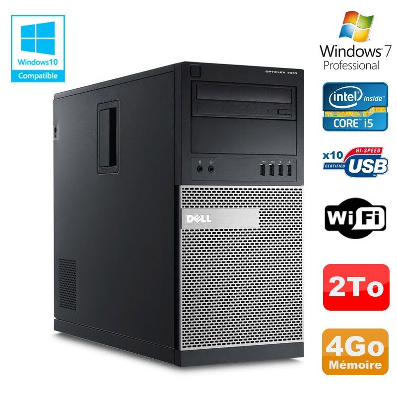 Dell Optiplex 7010 Desktop PC - Core i5-3470, 4GB RAM, 2TB HDD, DVD, WiFi, Windows 7