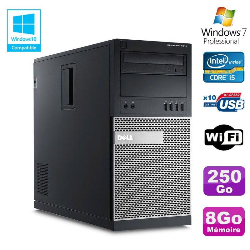 Dell Optiplex 7010 Desktop PC - Core i5-3470, 8GB RAM, 250GB HDD, DVD Drive, WiFi, Windows 7