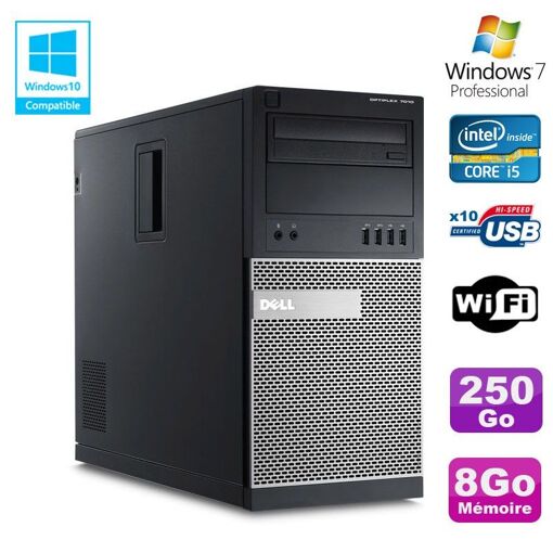 PC de escritorio Dell Optiplex 7010 - Procesador Intel Core i5-3470, 8GB de RAM, 250GB HDD, unidad DVD, WiFi, Windows 7