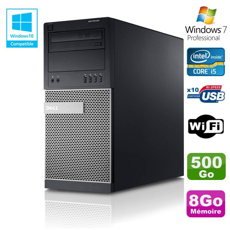 Dell Optiplex 7010 Desktop PC - Core i5-3470, 8GB RAM, 500GB HDD, DVD, WiFi, Windows 7
