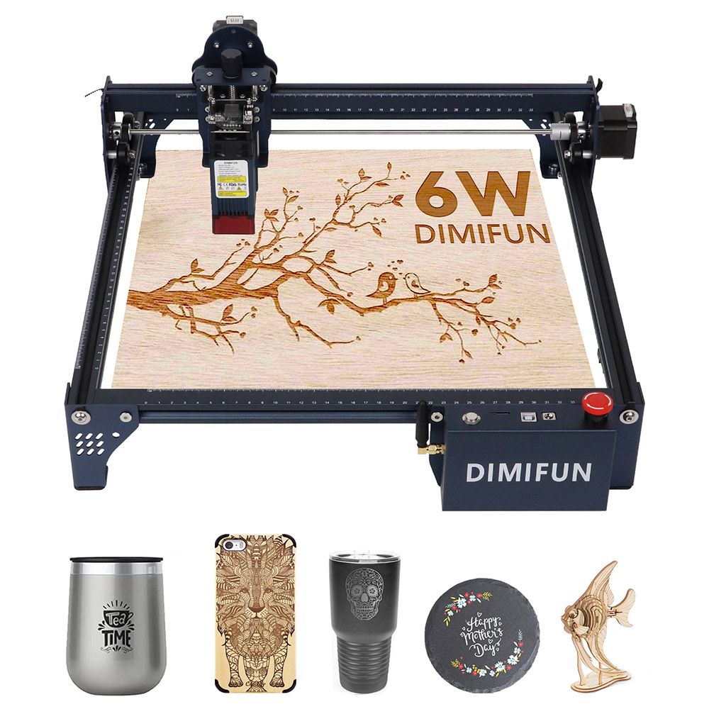 DIMIFUN DM6 B6 6W Laser Engraver Machine, Eye Protection, 0.01mm Precision, 0.06mm Spot, 12000 mm/min Speed, 330x330mm Workarea