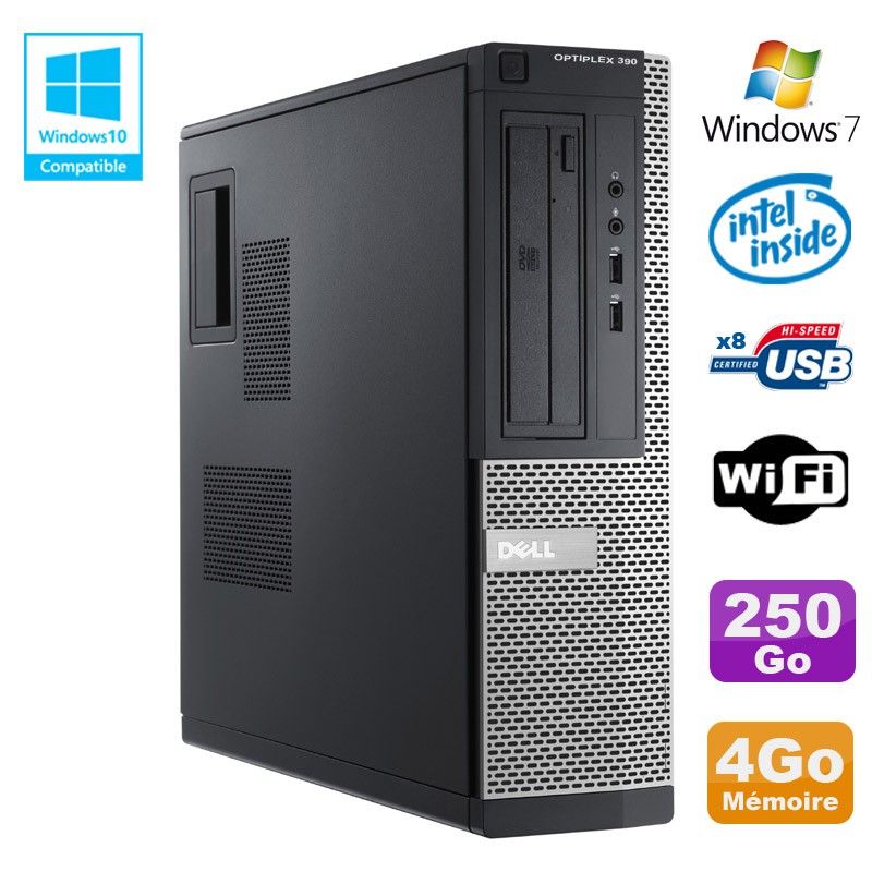 Dell Optiplex 390 DT G2020 Desktop PC - 4GB RAM, 250GB HDD, DVD Drive, WiFi, HDMI, Windows 7