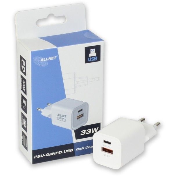 Allnet Z USB-C PD GaN Power Supply 33W (1x USB-A QC, 1x USB-C)