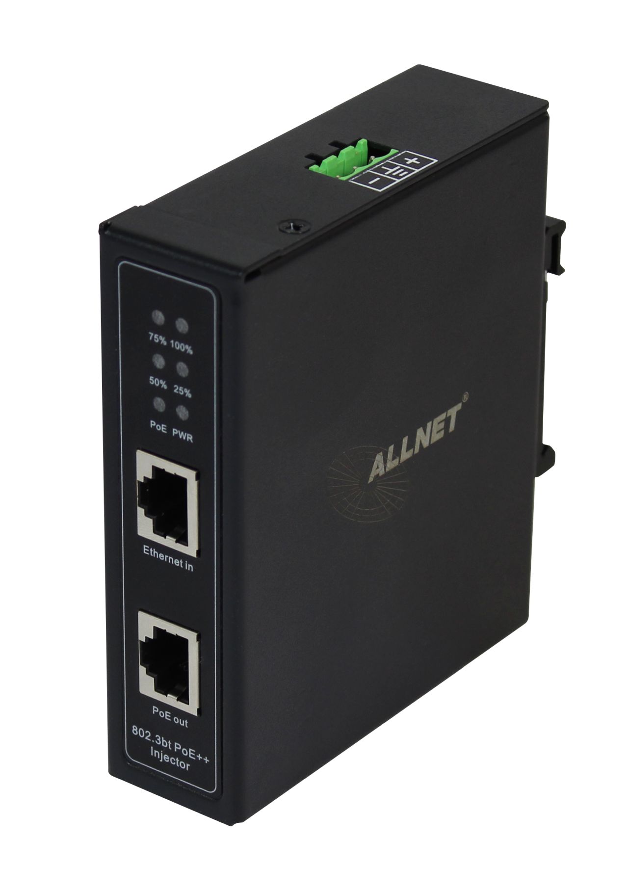 Inyector PoE/PoE BT industrial de Allnet (15.4W/30W/90W)