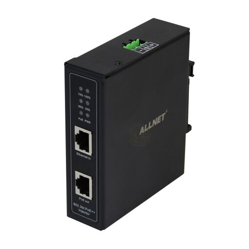 Inyector PoE/PoE BT industrial de Allnet (15.4W/30W/90W)