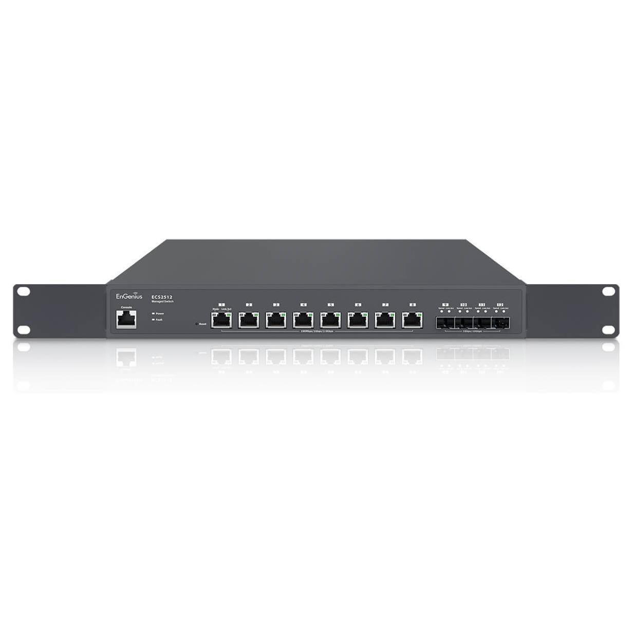 Conmutador de red EnGenius ECS2512 L2+ gestionado 2.5G Ethernet (Negro)