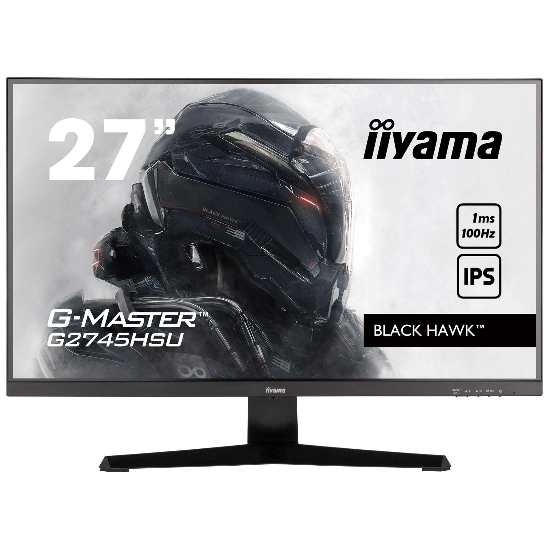 iiyama G-MASTER Black Hawk G2745HSU-B2 - 27" LED Monitor - Full HD 1080p @ 100Hz - IPS - 300 cd/m² - 1ms Response Time - HDMI, DisplayPort - Speakers - Matte Black
