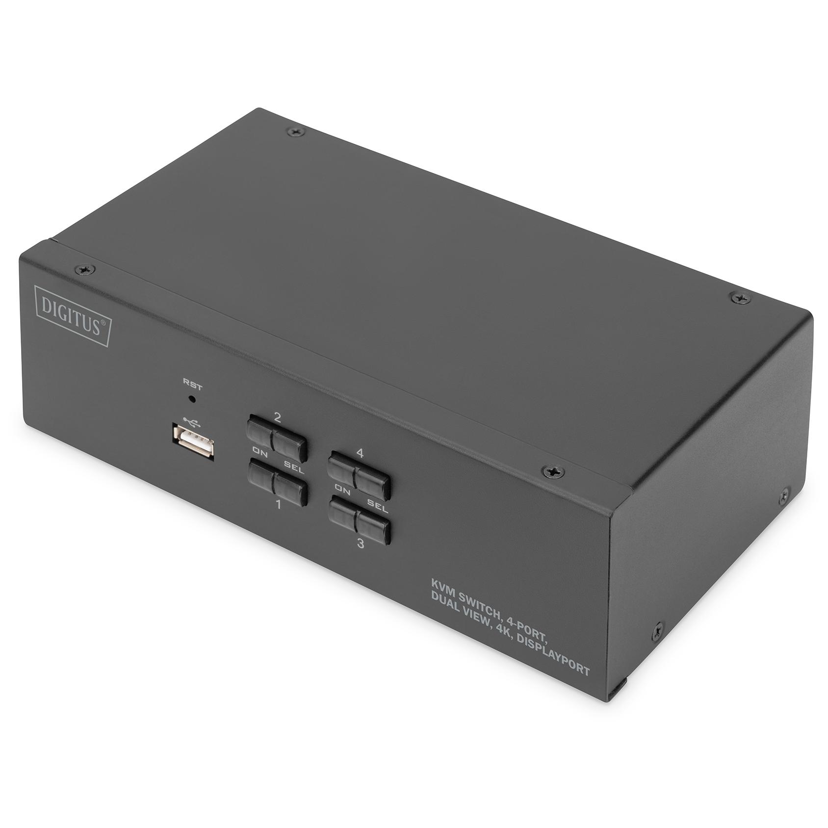 Digitus 4-Port KVM Switch with Double Display, 4K, DisplayPort