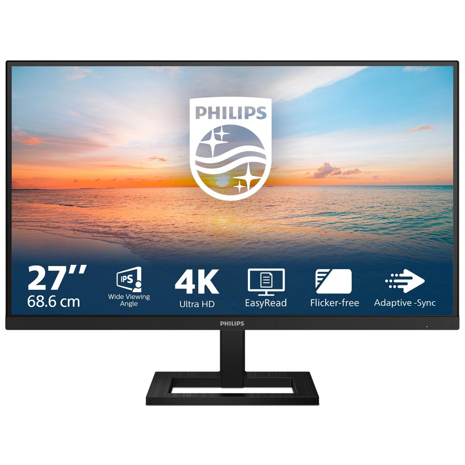 Philips 27E1N1900AE - 1000 Series - écran LED - 27" - 3840 x 2160 4K UHD (2160p) @ 60 Hz - IPS - 350 cd/m² - 1000:1 - HDR10 - 4 ms - 2xHDMI, USB-C - haut-parleurs - noir