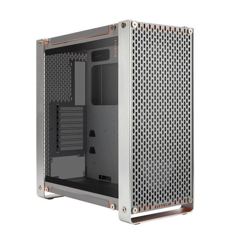 In Win Dubili DIY E-ATX PC Case with Glass Panel - Silver/Orange