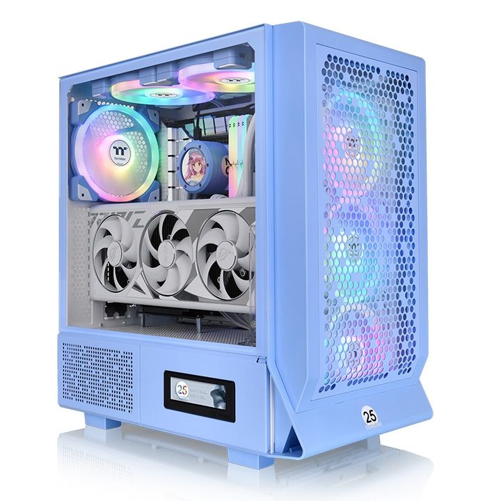 Caja de PC Thermaltake Mid Tower Ceres 330 TG RGB con Panel de Vidrio Templado - Azul