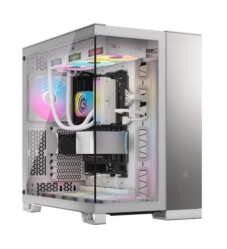 Corsair Mid-Tower E-ATX 6500X PC Case with Glass Panels - White/Silver