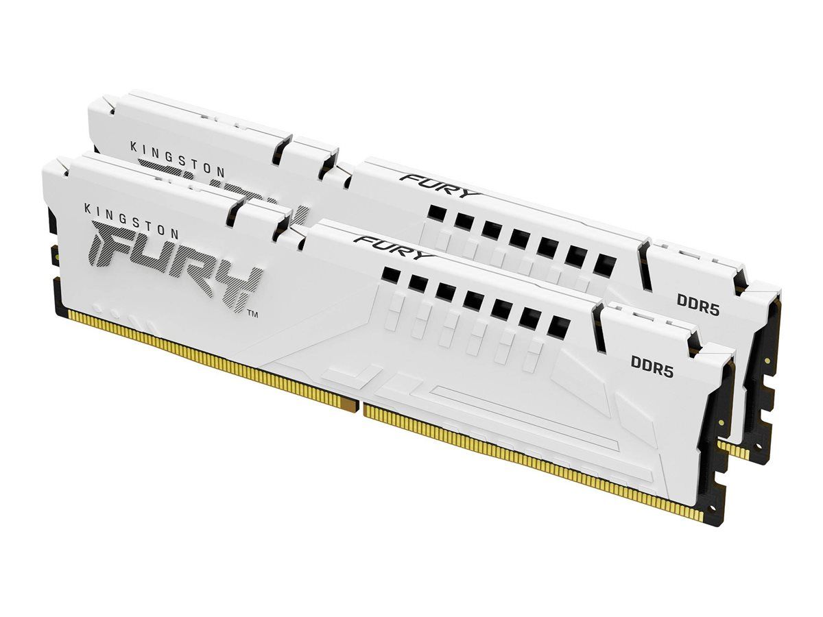 Kit Kingston FURY Beast DDR5 32 Go (2 x 16 Go) 6000 MT/s / PC5-48000 CL36 1,35 V Mémoire tampon ECC sur puce - Blanc