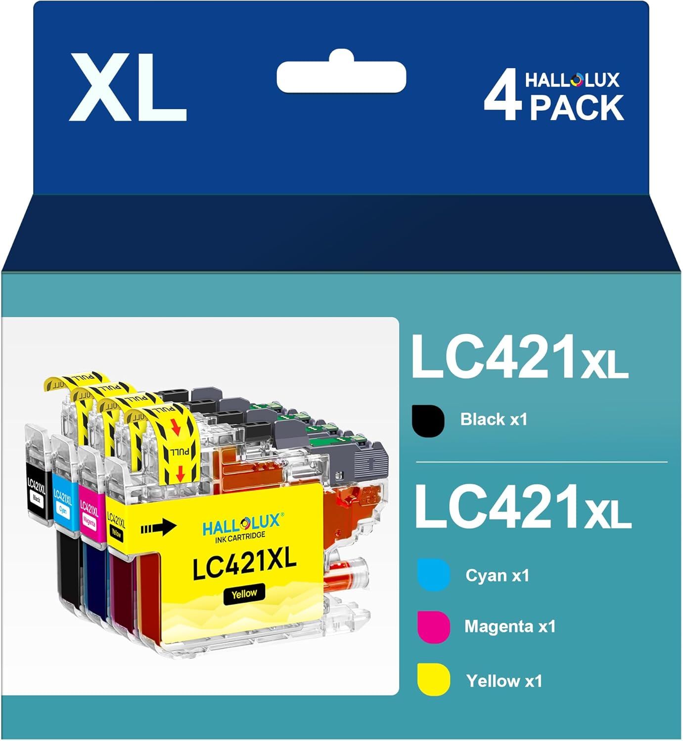LC421XL Ink Cartridges Compatible with Brother LC421 for DCP-J Series (Black, Cyan, Magenta, Yellow, 4 Pack)