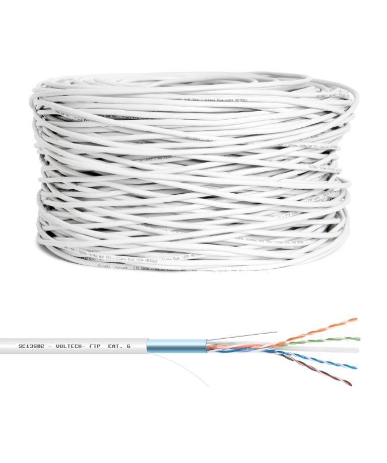 Vultech Cat6 Network Cable, 305m, White (FTP)
