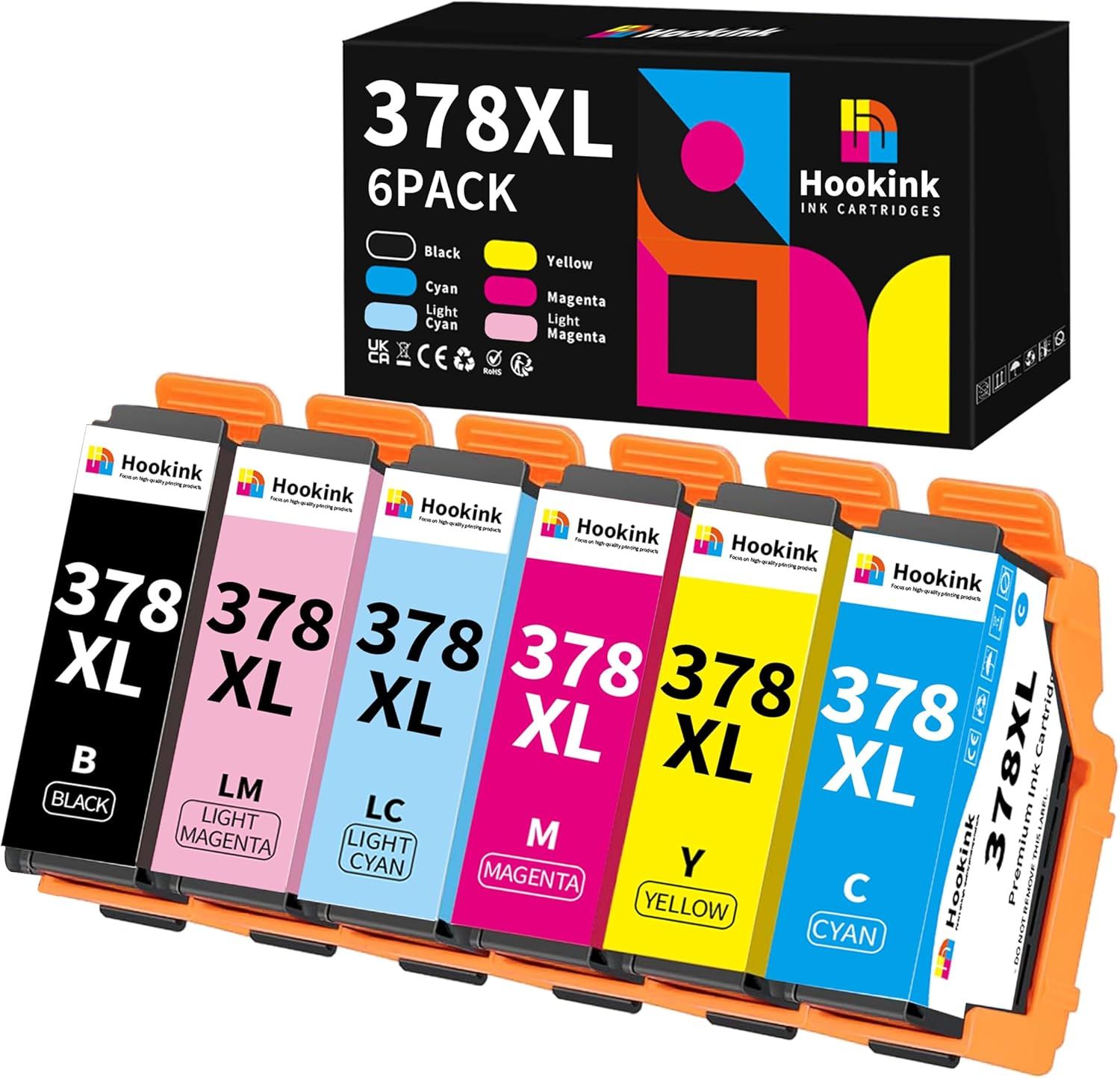 040parts 6-Pack 378XL Ink Cartridges Compatible with Epson 378 XL Multipack