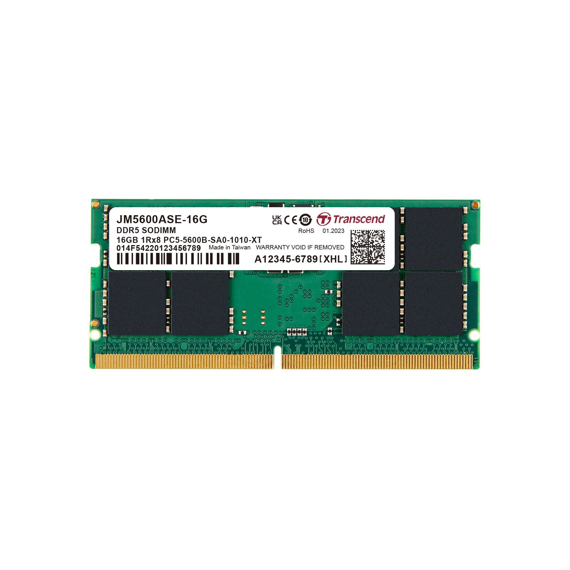 Transcend DDR5 16GB SO-DIMM 262-Pin Module 5600MHz PC5-44800 CL46 1.1V ECC