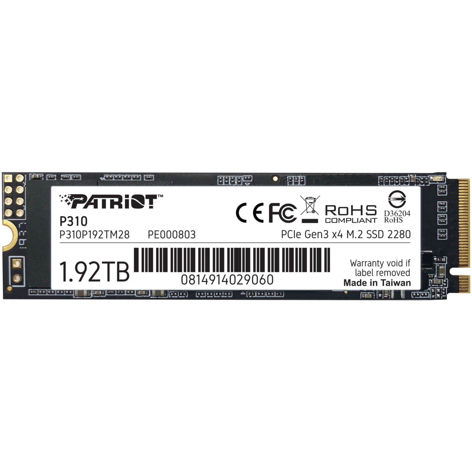 Patriot Memory P310 1.92TB M.2 PCI Express 3.0 NVMe SSD