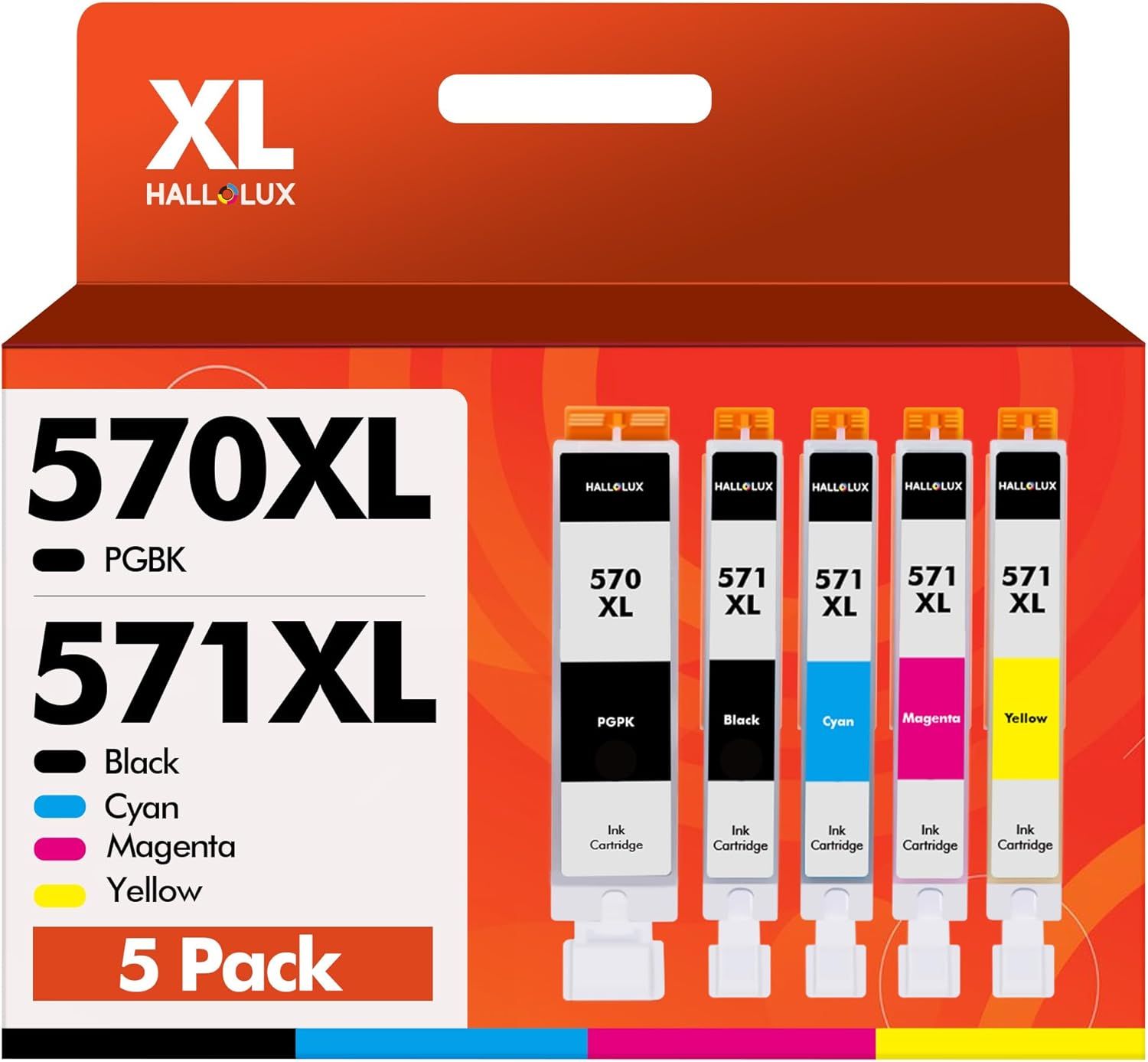 PGI-570 CLI-571 Ink Cartridges Multipack - Compatible with Canon 570XL/571XL for PIXMA MG5750/TS5050 Series