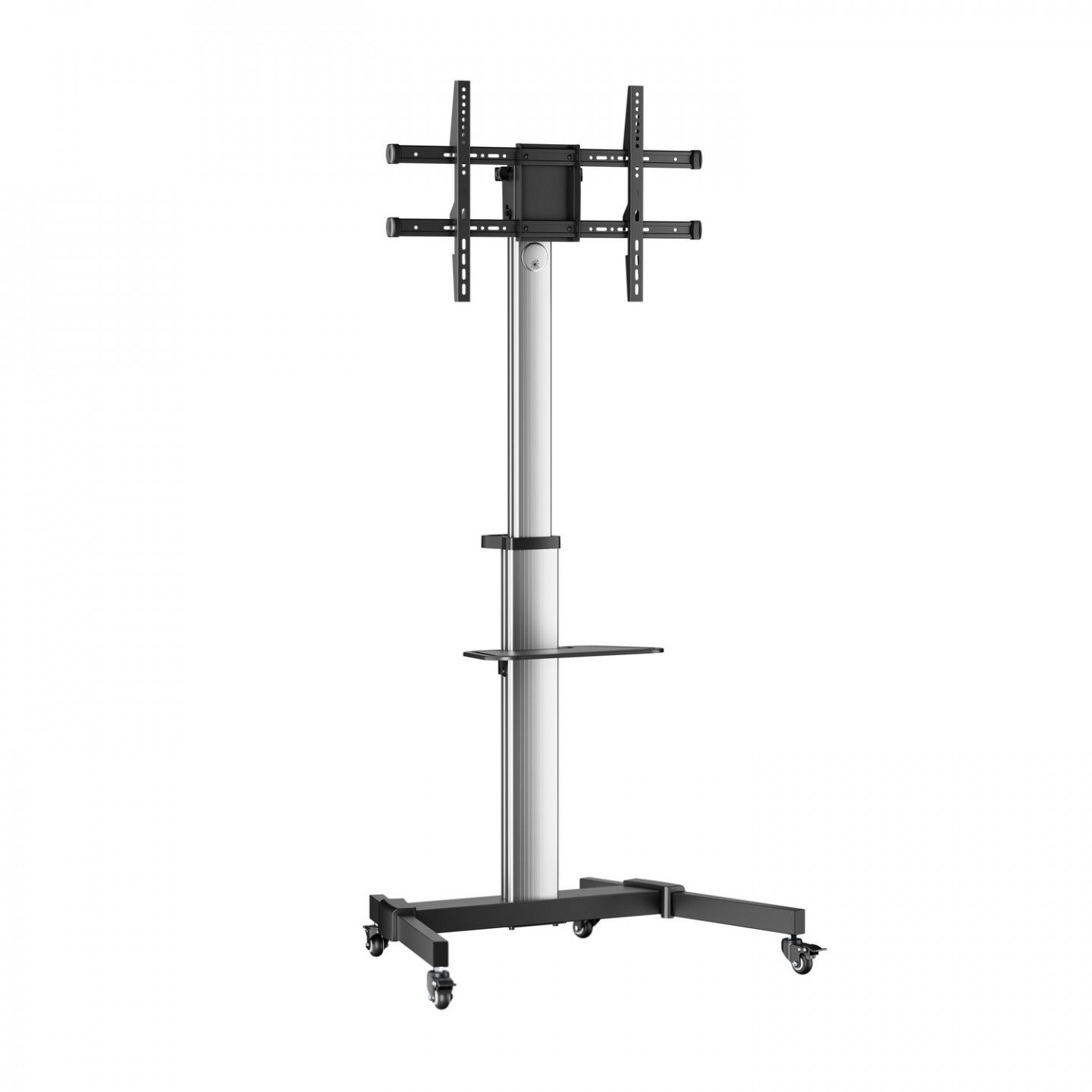 Aisens FT86TRE-197 TV Stand, 86" (2.18m), Black and Silver