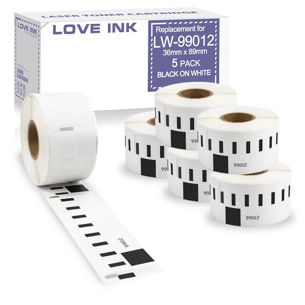 Dymo 4XL Waterproof Thermal Paper, Label Roll, 36mm x 89mm, 99012 Attro, 5 Pack (Type 99012-5PK)