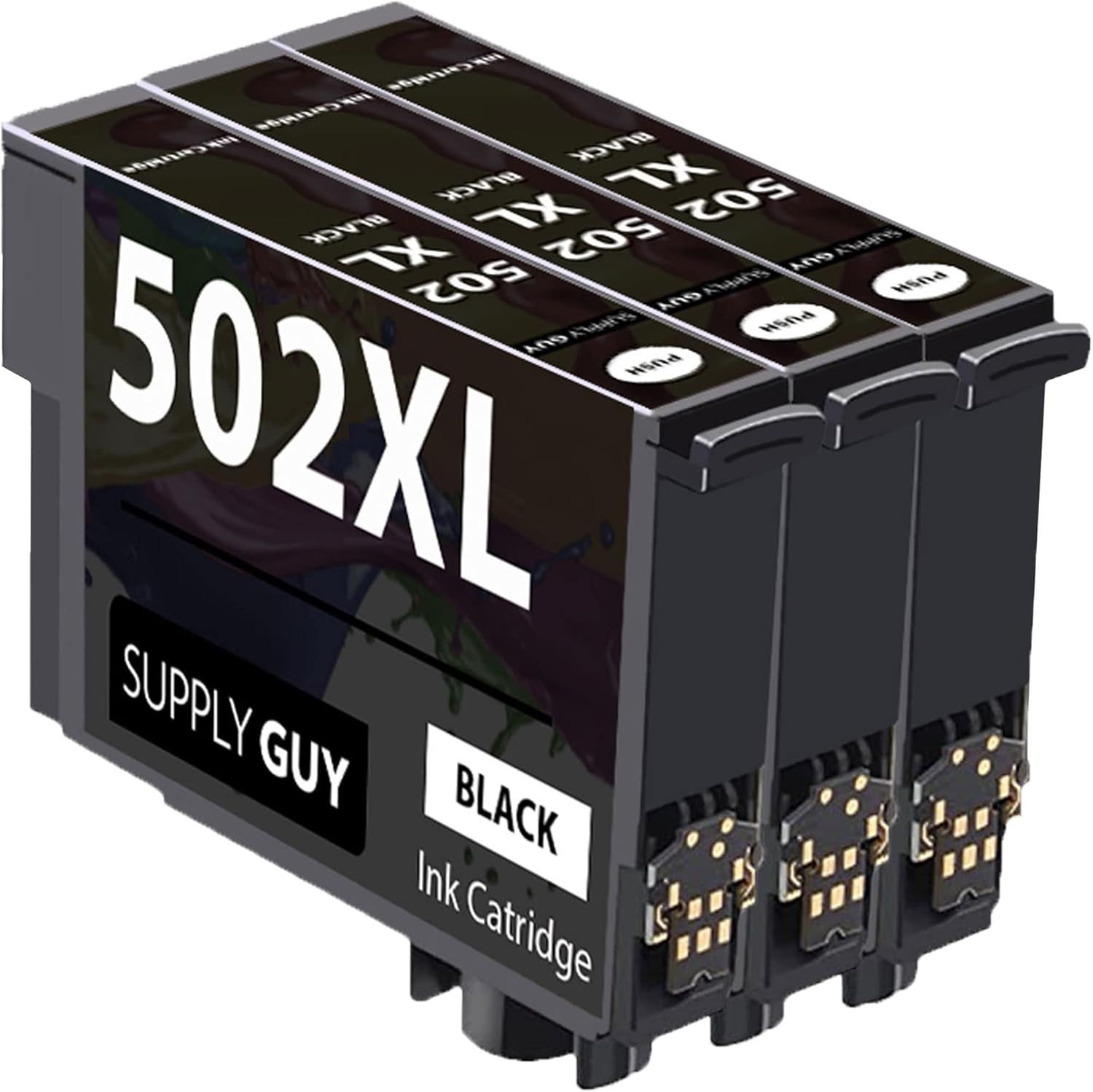 3 Black Ink Cartridges Compatible with Epson 502XL for WF2860, WF2860dwf, WF2865, WF2865dwf, WF2880, WF2880dwf, WF2885, WF2885dwf, XP5100, XP5105, XP5115, XP5150, XP5155