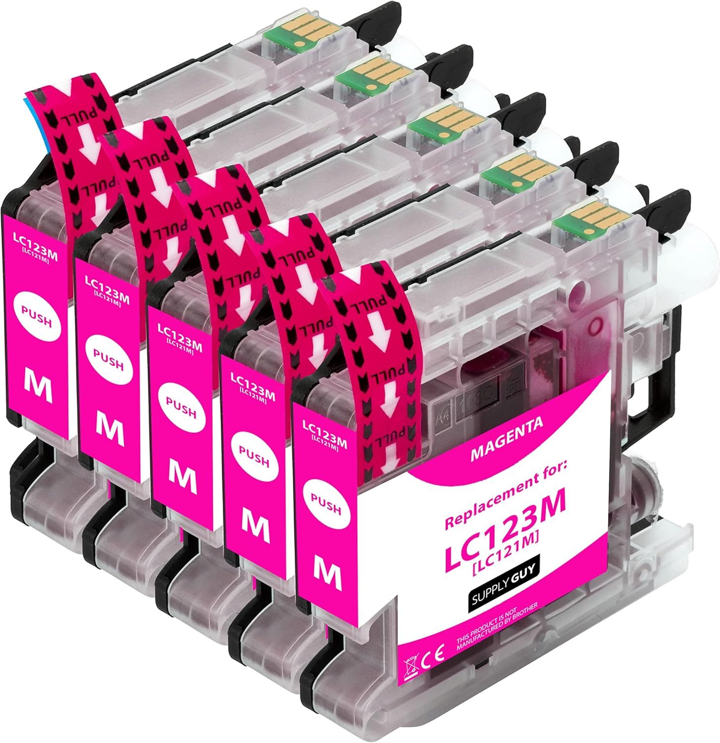 5 Magenta Ink Cartridges Compatible with Brother LC-123 for Multiple Brother Printers