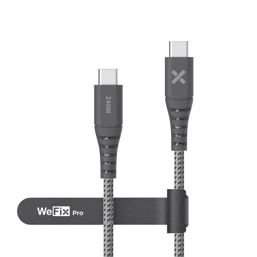Cable Wefix Pro reforzado USB-C a USB-C de 240W y 2m, gris