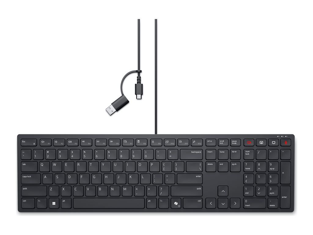 Dell Pro Silent Wired Keyboard KB525C - USB, USB-C - AZERTY - Black