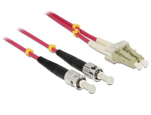 Câble réseau Delock - ST multimode (M) vers LC multimode (M) - 5 m - Fibre optique - 50/125 microns - OM4 - Sans halogène - Violet