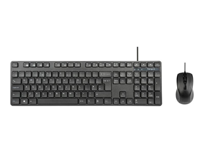 Targus Full-Size Keyboard and Mouse Combo - Antimicrobial USB QWERTY Keyboard and Mouse - Black