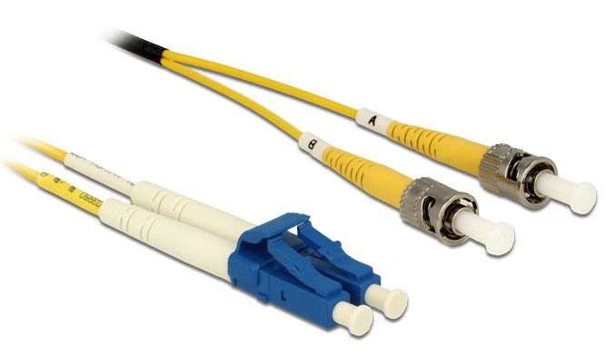 Delock Network Cable - LC (M) to ST (M) - 1m - Optical Fiber - 9/125 µm - OS2 - Halogen-free - Yellow
