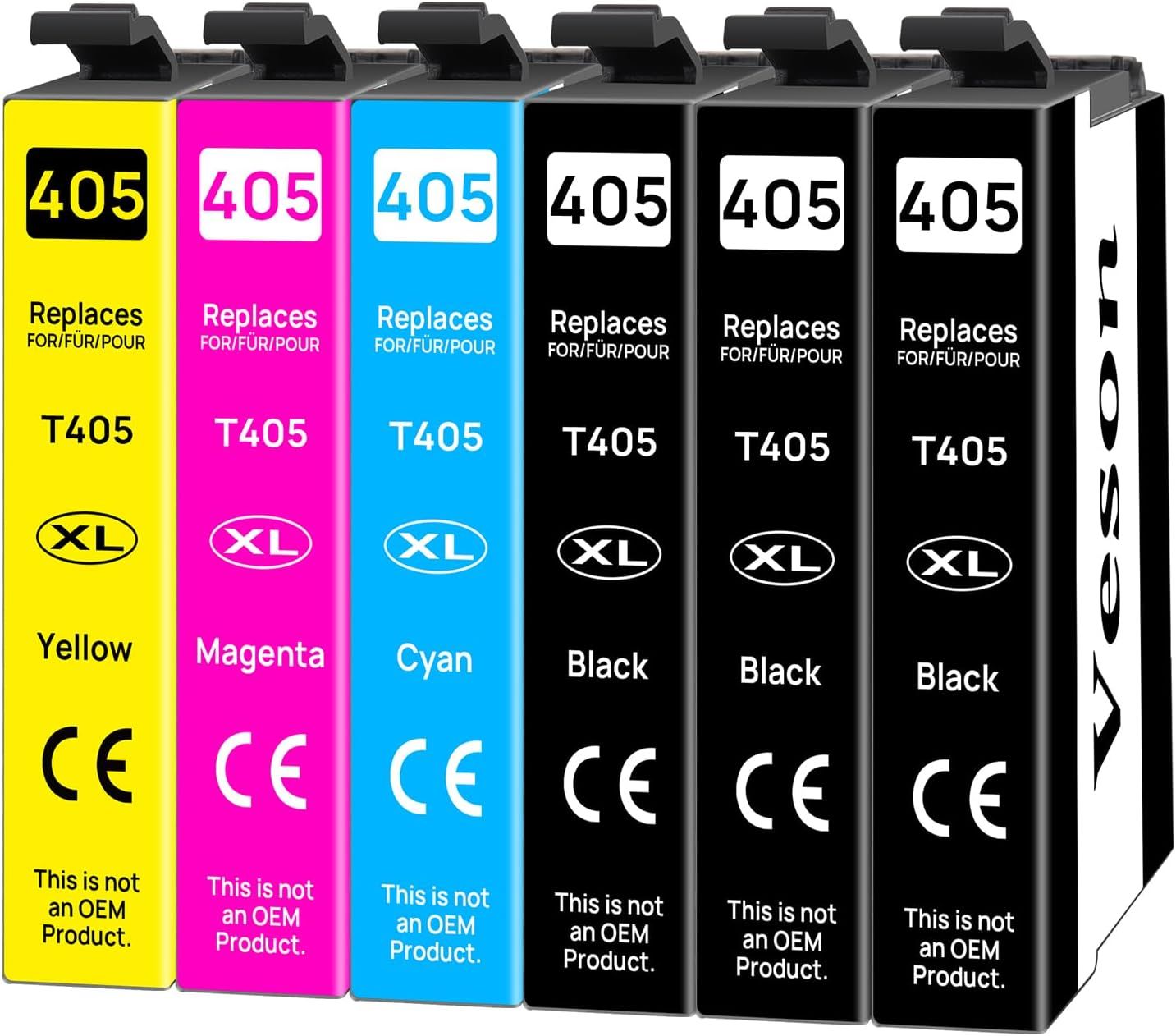 Epson 405XL Ink Cartridges (Black, Cyan, Magenta, Yellow) - Compatible with Epson Workforce Pro Series