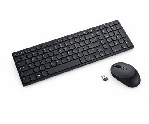 Conjunto de teclado y ratón inalámbricos Dell universal (negro, diseño QWERTZ)