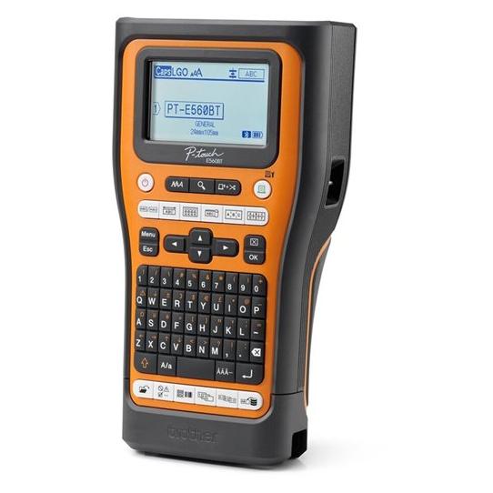 Brother P-Touch PT-E560BTSP Label Maker - Black and White - Thermal Transfer - 2.4cm Roll - 180dpi - Up to 30mm/sec - USB 3.0, Bluetooth 5.0 - Cutter - Full & Half Cut Function, Mirror Print