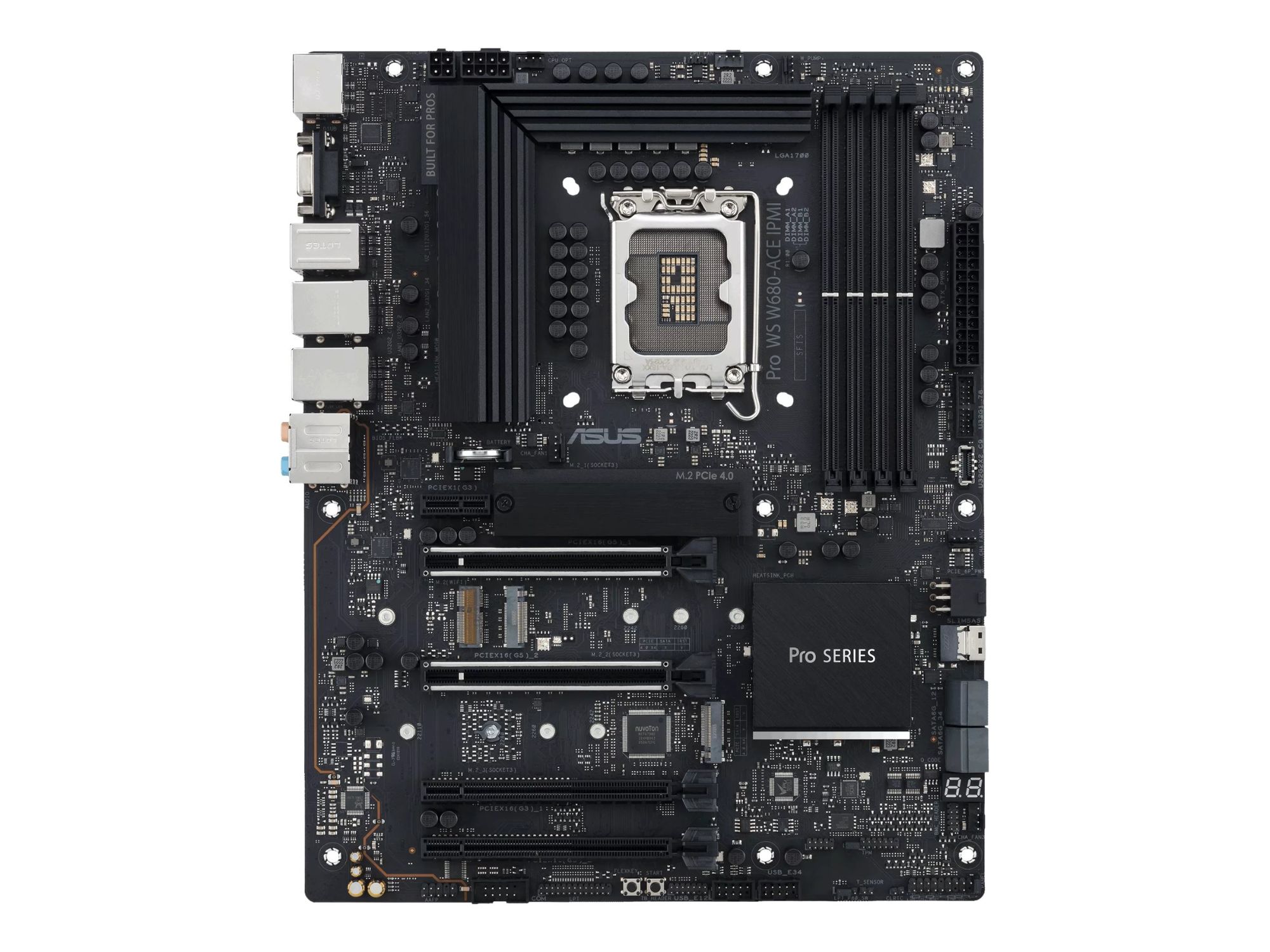 Carte mère ASUS Pro WS W680-ACE IPMI - ATX, socket LGA1700, chipset W680, 2 ports Ethernet Gigabit 2,5G, graphiques intégrés (CPU requise), audio HD 8 canaux