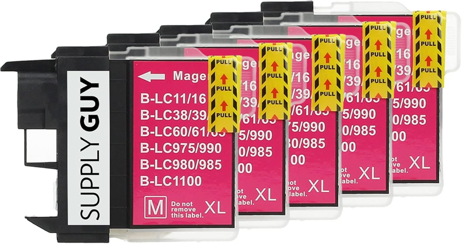 5 Magenta Ink Cartridges Compatible with Brother LC-1100