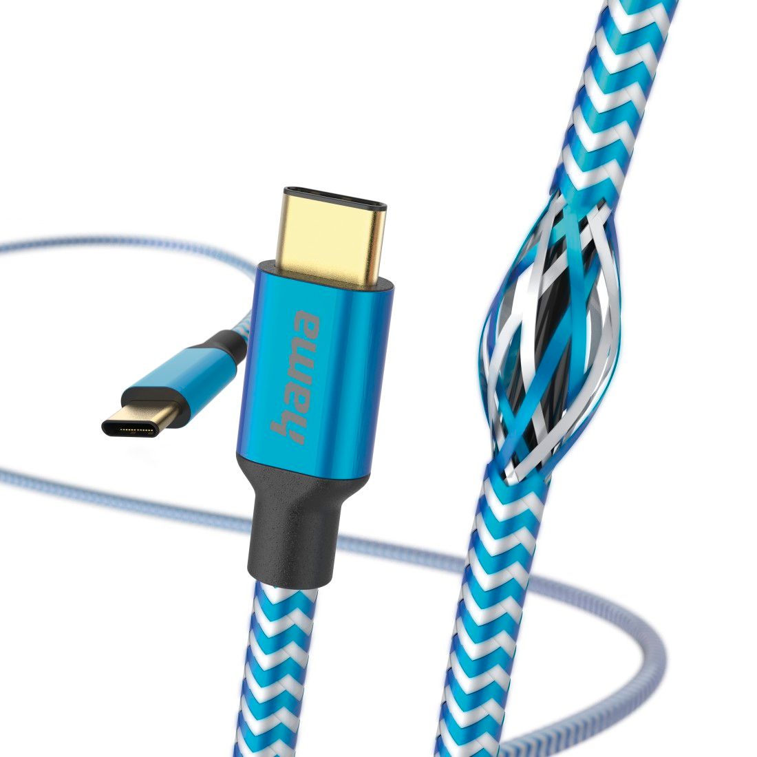 Hama Reflective USB-C to USB-C Cable, 1.5m, Blue