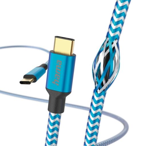 Cable de carga Hama Reflectante USB-C - USB-C, 1,5 m, Azul