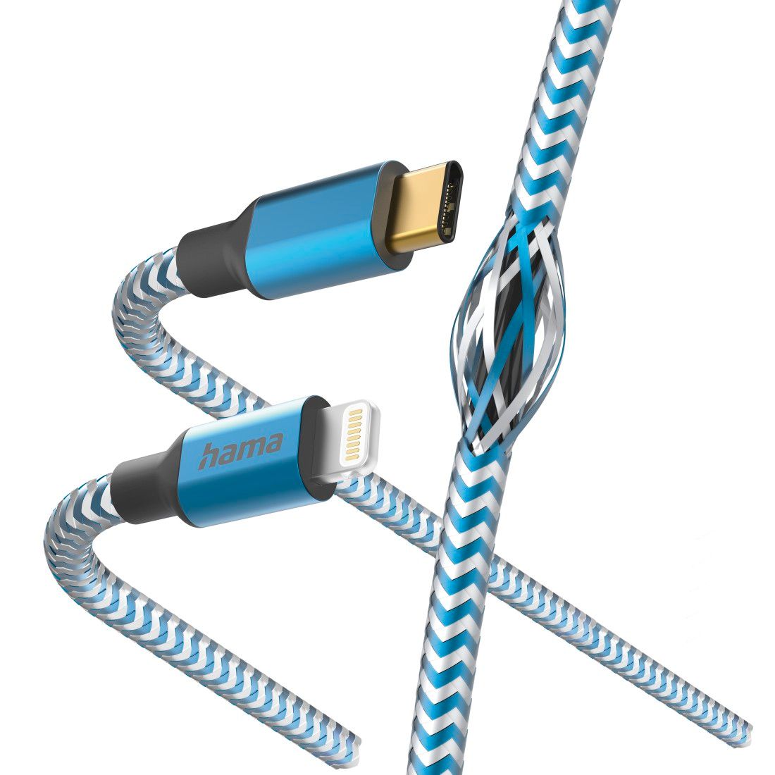 Câble de charge Hama Réflectif USB-C vers Lightning, 1,5 m, Bleu