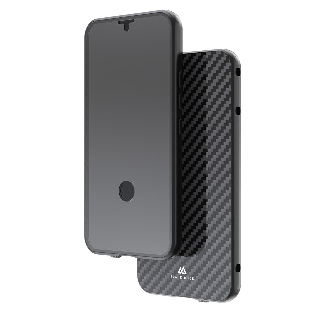 Black Rock 360° Glass Cover for Samsung Galaxy S23+, Real Carbon, Size: Plus, Color: Black